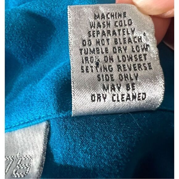 Chico’s Women Dark Turquoise Jacket Size 2(M) Chest-Pockets Button-Up Blue Suede - Picture 8 of 13